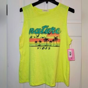NWT Womens muscle tank top Size Large Bright Yellow